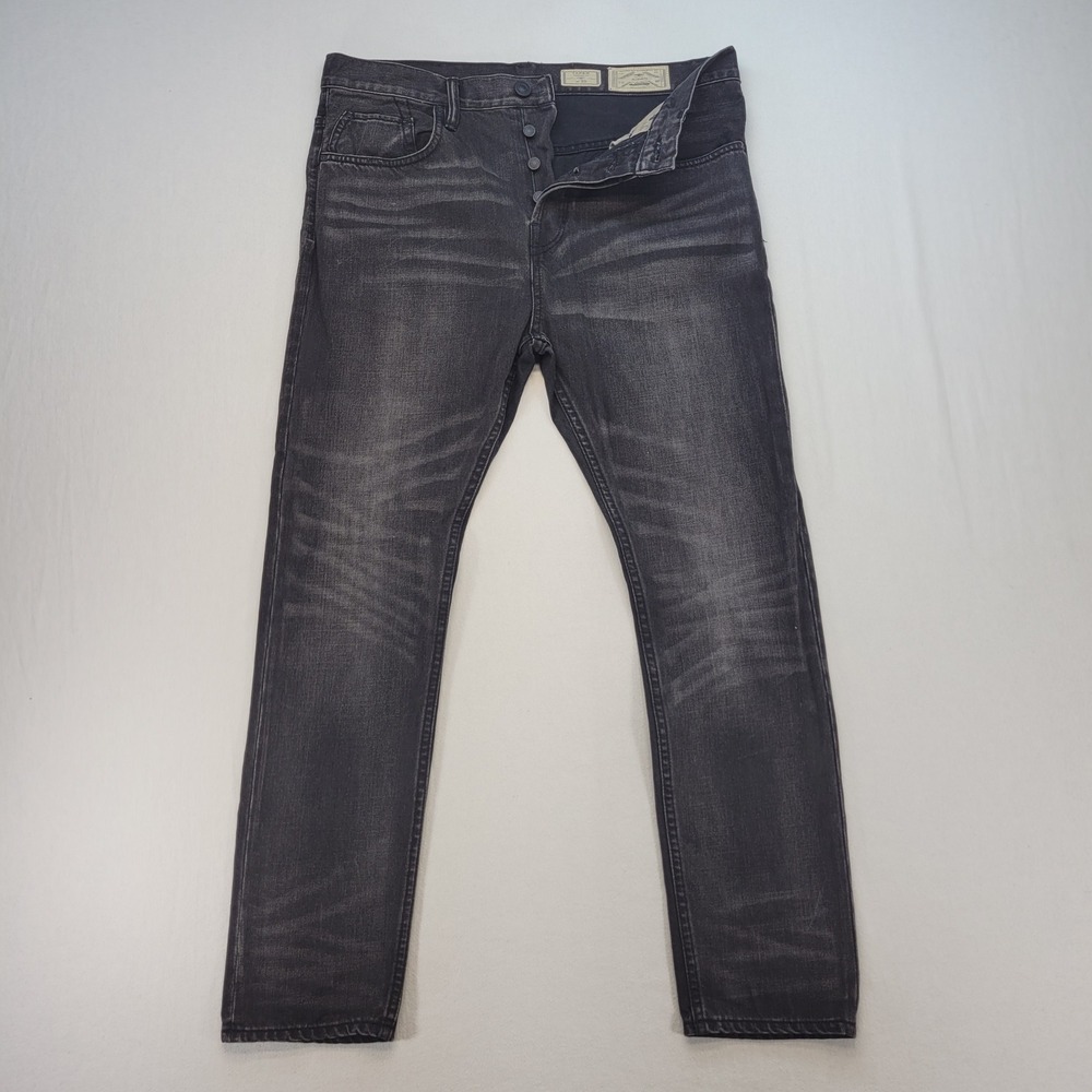 AllSaints Truxton Taper Jeans Mens 33x29 Black Washed Denim Tapered Fit